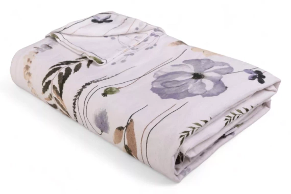 Pościel flanelowa kwiaty F-90 Matex biały/niebieski