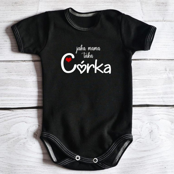 Body krótki rękaw "Jaka mama taka córka" Moocha białe