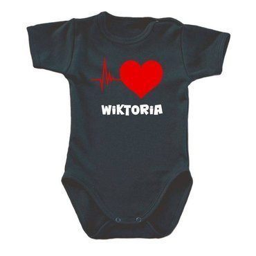 "Puls serca" body krótki rękaw Moocha czarny