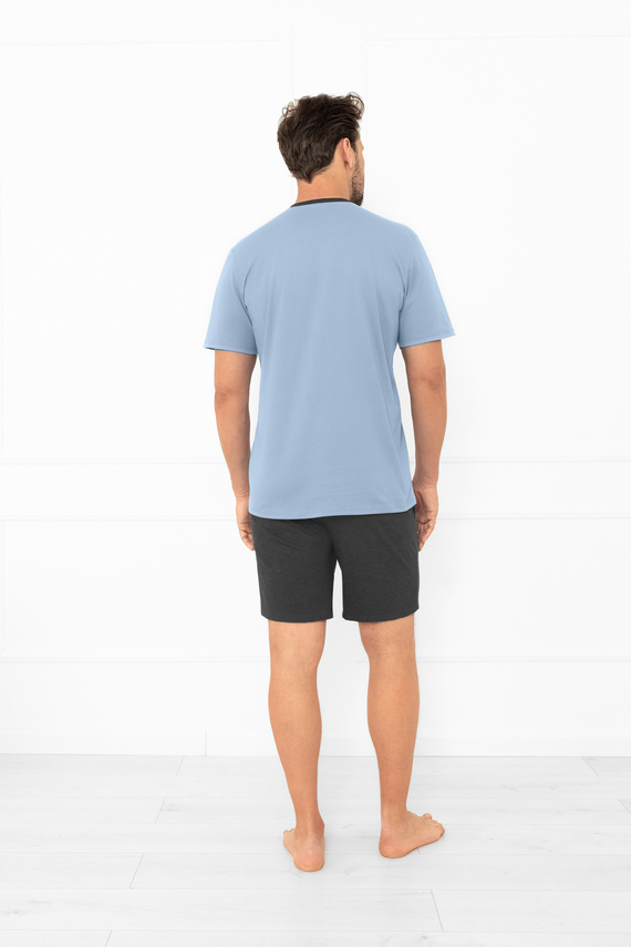 Piżama męska Juliusz Italian Fashion stalowa – bawełniana, koszulka i krótkie spodenki