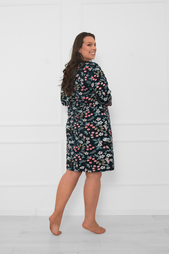 Lucja – kobieca koszula nocna 3/4 z kwiatowym akcentem Italian Fashion 