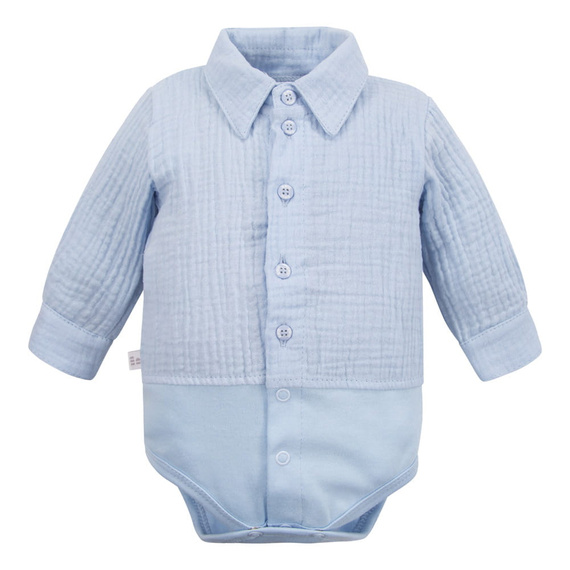Body niemowlęce muślinowe Ceremony Eevi z kołnierzykiem –błękitne | Premium cotton