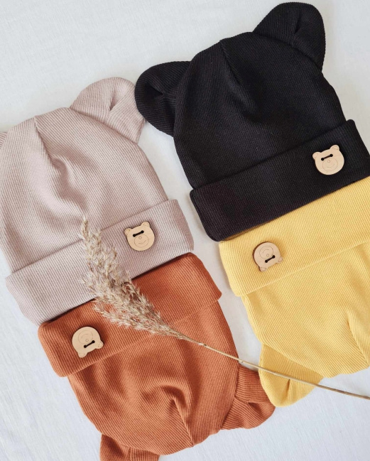 Czapka 15U Teddy prążek podwójna Marija - czarny