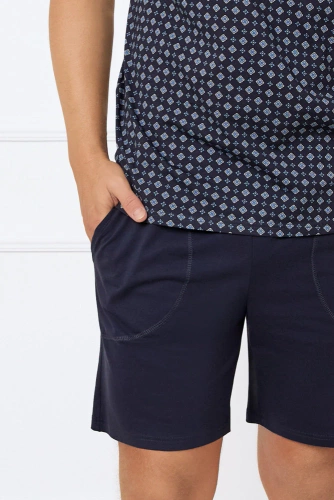 Piżama Męska krótki rękaw, spodenki Gerard Italian Fashion - druk/granatowy