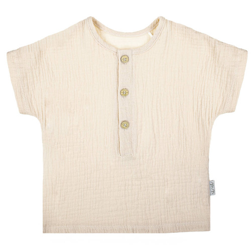 Muślinowa bluzka z krótkim rękawem 207252 Nicol- beżowy