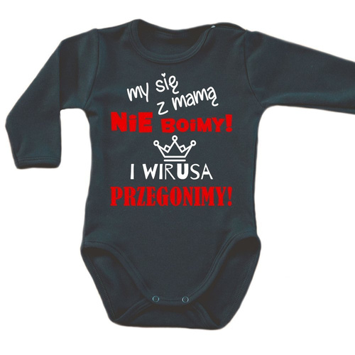 "My się z mamą nie boimy"  body długi rękaw Moocha biały 