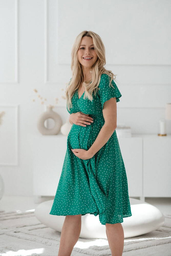 Sukienka do karmienia krótki rękaw Milk Shake Milk&Love zielona w groszki