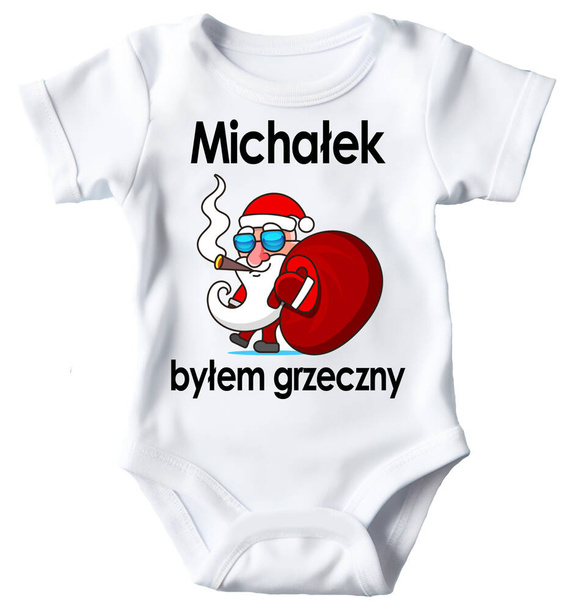 Body długi rękaw "Byłem grzeczny z imieniem" Moocha biały 