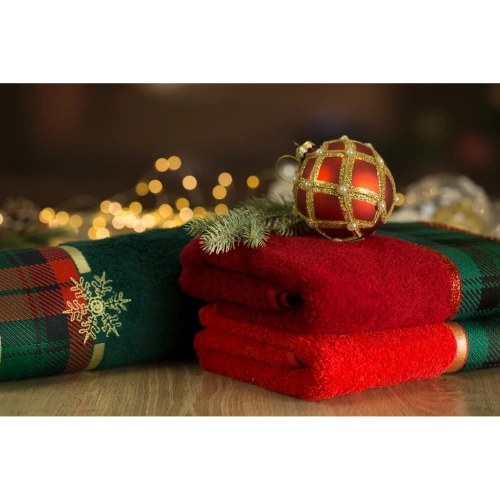 Ręcznik świąteczny w kratkę Cherry 01 Eurofirany bordowy 
