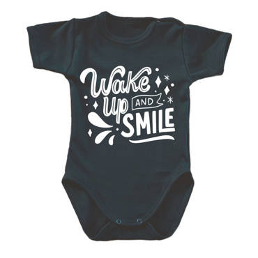 Body krótki rękaw "WAKE UP AND SMILE" Moocha czarny