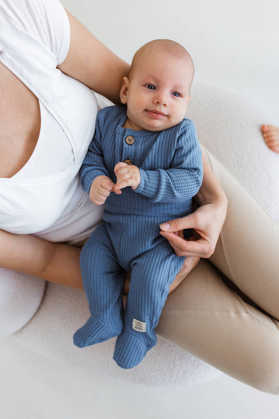 Półśpioch niemowlęcy "Natural Waffel" Makoma denim