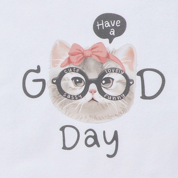 T-shirt dziewczęcy z krótkim rękawem KAR-4008/BIA Lagarto Verde biały