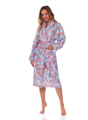 Długi Szlafrok Damski Fida 2216 L&L -niebieski