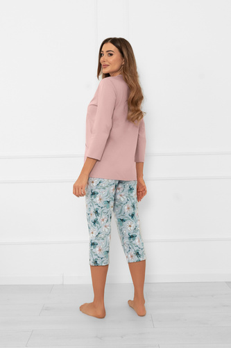 Damska piżama Sekwoja – komplet bawełniany, rozpinana bluzka i spodnie 3/4 Italian Fashion