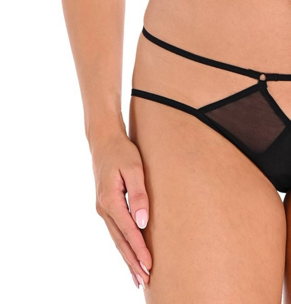 Figi damskie z paseczkami Kelly Teyli - czarny