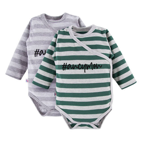 Body niemowlęce 2-pak Ancymon Eevi - szary/zielony