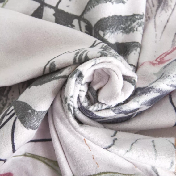 Pościel flanelowa liście 31505/1 Darymex biały