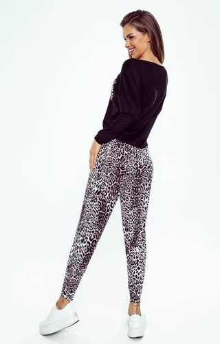 Piżama damska Sarina Eldar czarny-panterka	