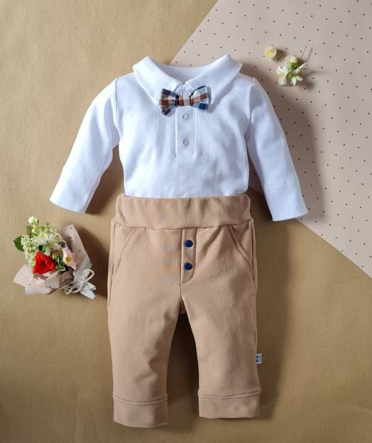 Body z muszką 041PDR Little Gentleman Marija - biały