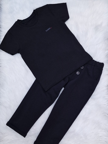 Koszulka dziecięca Classic krótki rękaw z haftem Bambarillo czarny 