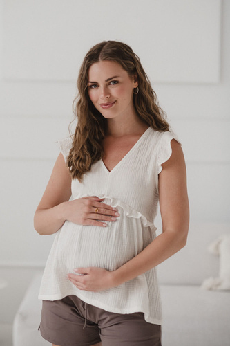 Bluzka ciążowa i do karmienia Milky Butterfly z bawełny Milk&Love kremowy