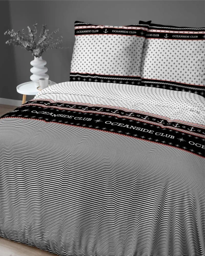 Pościel satynowa marynarska 4920 B Home Satin Detexpol czarny 