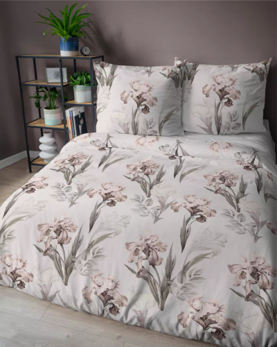 Pościel satynowa kwiaty 5089 B Home Satin Detexpol szary 