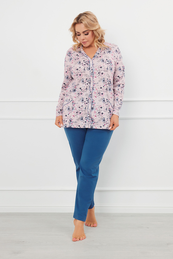 Piżama Damska długi rękaw, spodnie Lacenta Italian Fashion