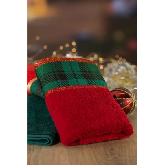 Ręcznik świąteczny w kratkę Cherry 01 Eurofirany bordowy