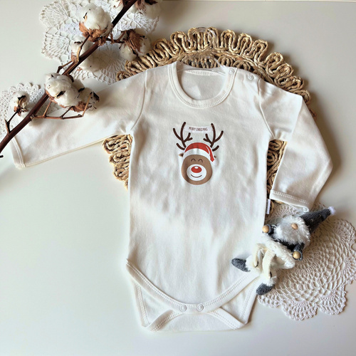 Body z długim rękawem 23BD05 Merry Christmas Mamatti - ecru