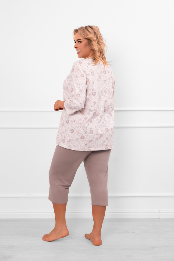 Damska piżama Galea – komplet bawełniany, koszulka i spodnie 3/4 Italian Fashion