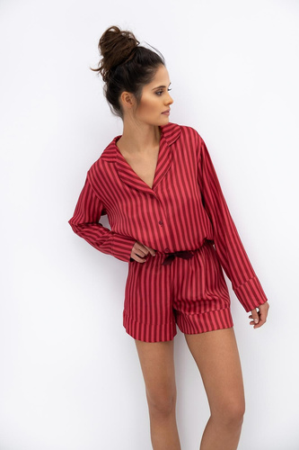 Sensis Vivienne Piżama damska – koszula w paski i szorty, wiskoza
