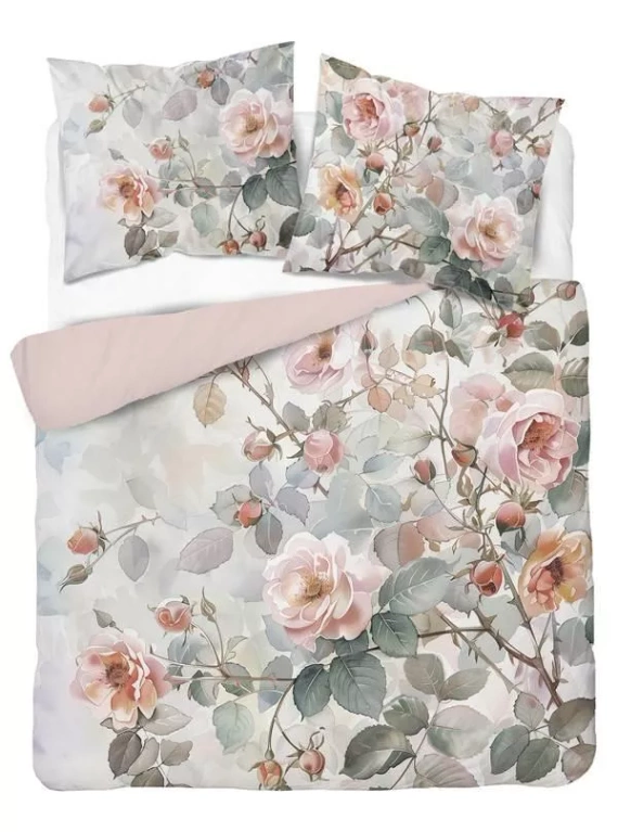 Pościel 3D z mikrofibry 5305 A Detexpol – z akwarelowymi różami w pudrowych tonach