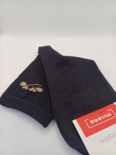 Skarpetki damskie Milena 0200-178 „Drobny Wzorek Lurex” – Bawełniane z błyszczącą nitką | Polska jakość