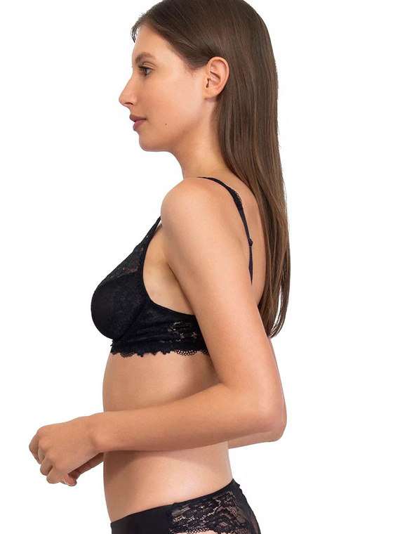 Biustonosz Wonderlace 2442 – koronka, regulowane ramiączka, fiszbiny Sielei czarny