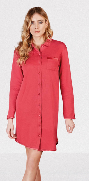 Koszula nocna rozpinana PC38095 Nottingham raspberry