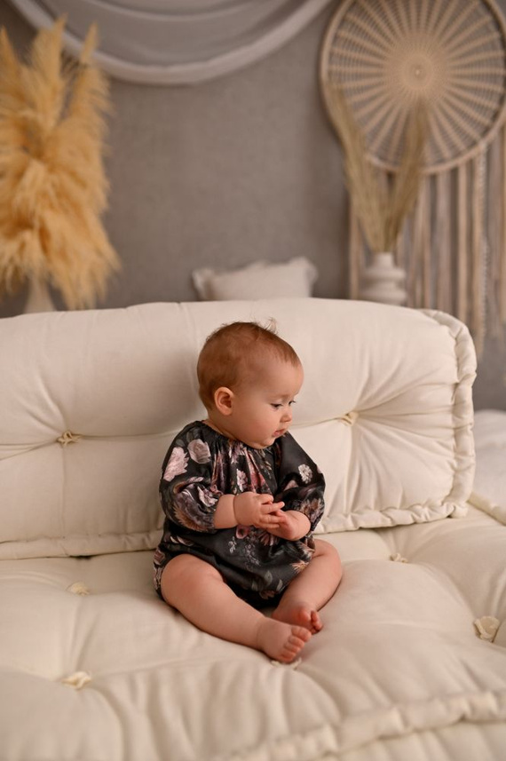 Body bambusowe niemowlęce długi rękaw Mystery of FlowersMakaszka | Bambus 100%