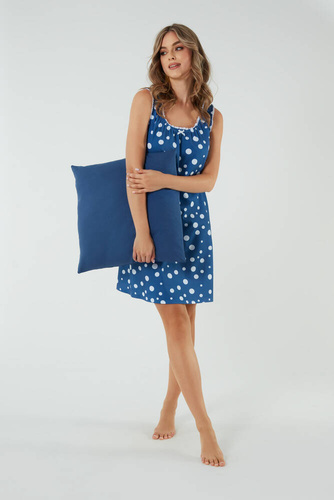 Koszula nocna i do karmienia, szerokie ramiączko Raba Italian Fashion - druk niebieski 