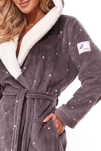 Krótki Szlafrok Damski 2318 Loop L&L - onyx