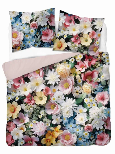 Pościel z mikrofibry kolorowa kwiaty 5313 A Detexpol różowy 