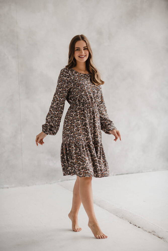 Sukienka ciążowa i do karmienia Lovely Dress Milk&Love  czarna w kwiatuszki