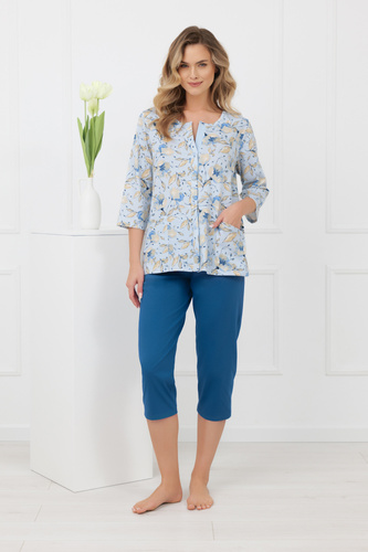 Bawełniana piżama damska CELOZJA Italian Fashion rękaw 3/4 spodnie 3/4