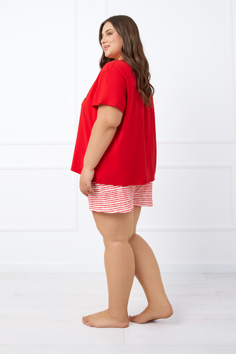 Piżama Damska krótki rękaw, krótkie spodnie Flota Italian Fashion - czerwony druk