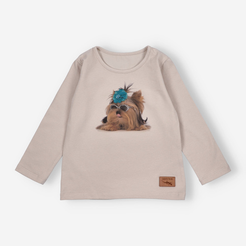 Lagarto Verde bluzka dla dziewczynki z długim rękawem beżowy– modna, bawełniana, trwała