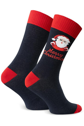 Steven Art.136 ciemny granat 168– męskie skarpety świąteczne, kolorowe wzory, bawełniane