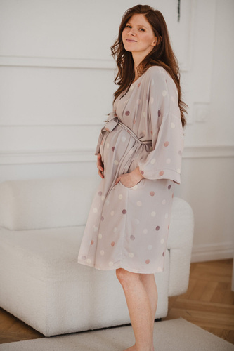 Szlafrok ciążowy bambusowy Polka Dots Milk&Love 