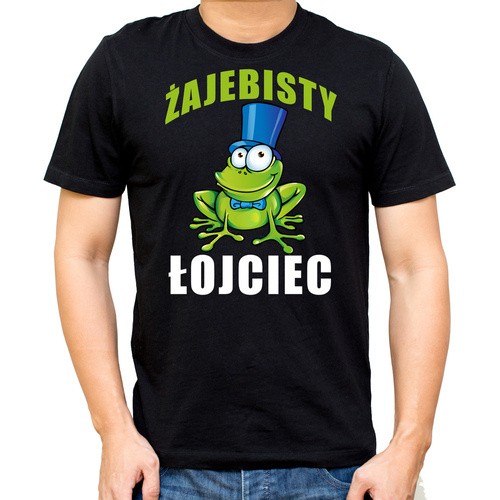 Koszulka męska z dinozaurem "Żajebisty łojciec" Moocha czarny