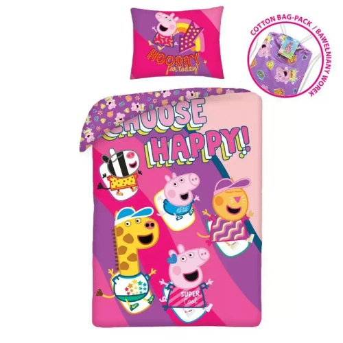 Pościel + worek Świnka Peppa Halantex różowy