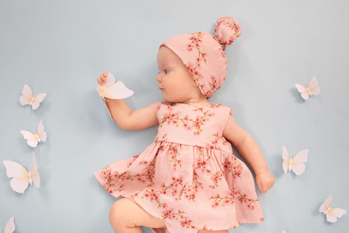 Sukienko-body Summer Mood Pinokio - róż kwiaty