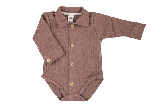 Koszulobody długi rękaw muślinowe "Bamboo Muslin Choco" Makoma